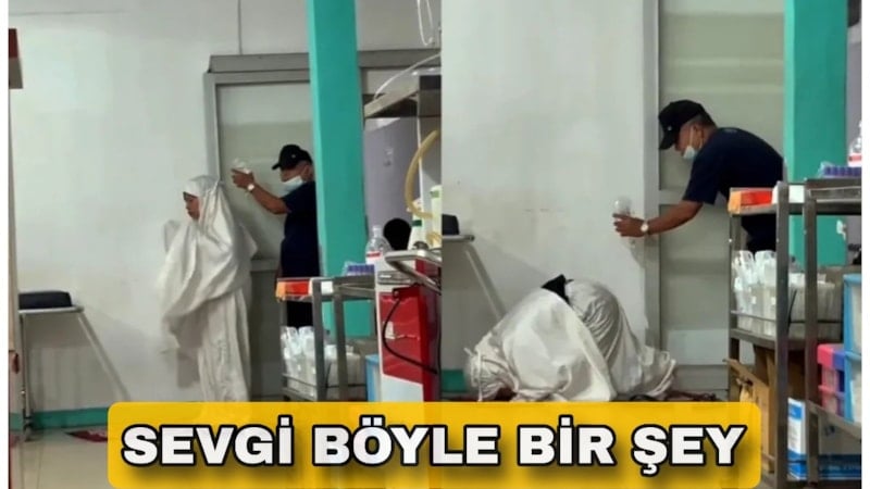 Endonezya'da namaz kılan eşinin serumunu tuttu