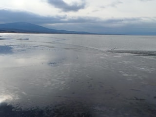 Konya Beyşehir Gölü’nün yüzeyi buz tuttu