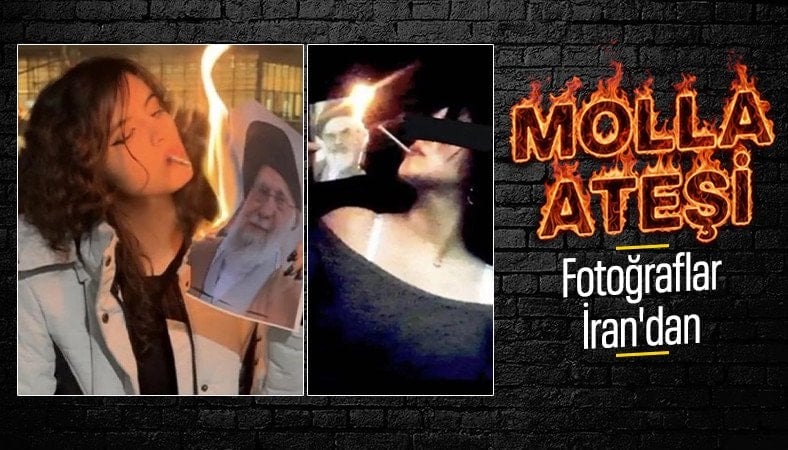 İranlı kadınlar Dini Liderlerin fotoğraflarıyla sigaralarını yaktı