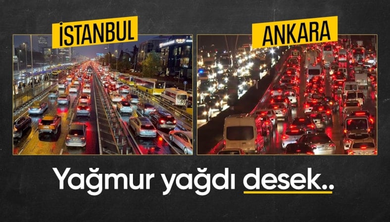 İstanbul ve Ankara'da mesai bitti trafik çilesi başladı