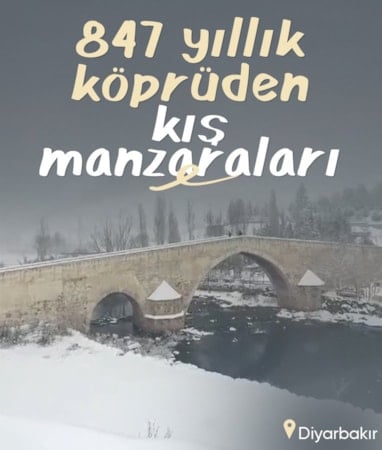847 yıllık Haburman Köprüsü, kışın beyaz örtüsüyle büyülüyor