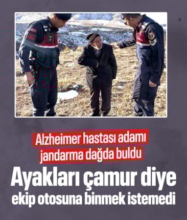 Konya'da jandarmanın bulduğu yaşlı adam "ayaklarım çamur" diyerek ekip aracına binmek istemedi