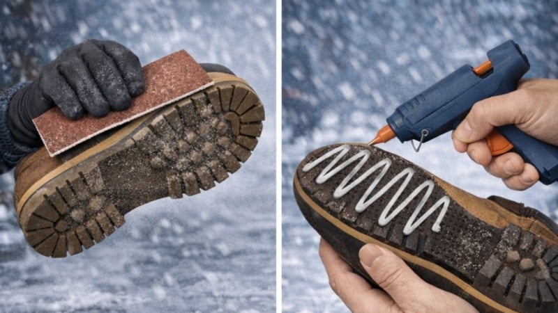 Hem pratik, hem ekonomik: Karda ayakkabı kaymasını önleyen yöntem...