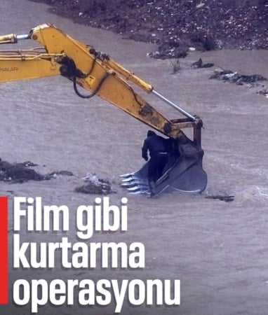 Mersin'de çaya uçan otomobilin sürücüsü kepçeyle kurtarıldı