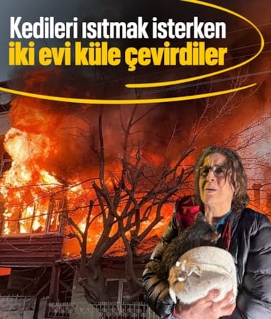 Tokat'ta kediler üşümesin diye yakılan soba iki evi küle çevirdi