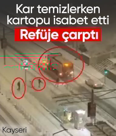 Kayseri'de kartopu isabet eden kar küreme aracı refüje çarptı