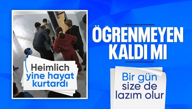 Gaziantep'te nefes borusuna yemek kaçan öğrencisini Heimlich manevrasıyla kurtardı