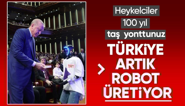 Cumhurbaşkanı Erdoğan'a kanal açılışı kumandasını robot getirdi