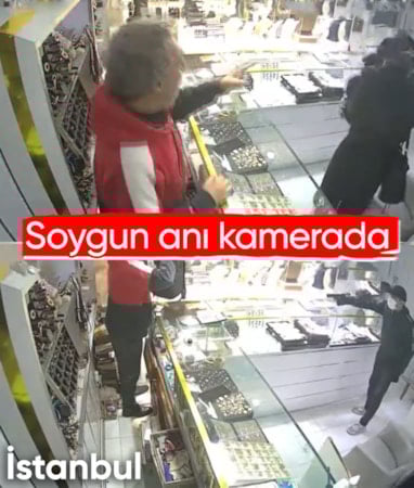İstanbul'da silahlı kuyumcu soygunu kamerada