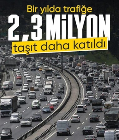 Türkiye'de geçen yıl 2,3 milyon taşıtın trafiğe kaydı yapıldı