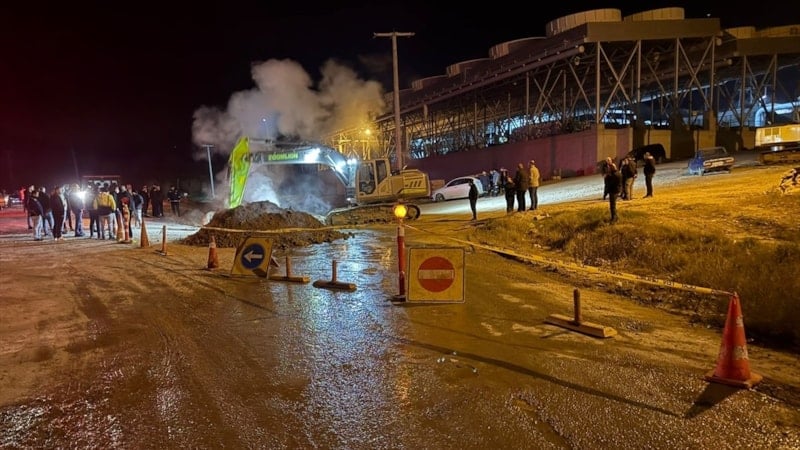 Aydın'da jeotermal boru hattında sızıntı yaşandı
