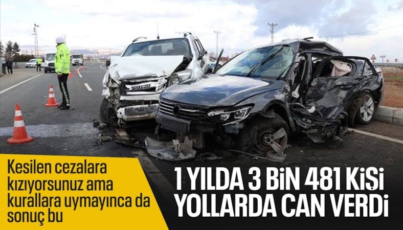Trafik kazalarında 3 bin 481 kişi yaşamını yitirdi