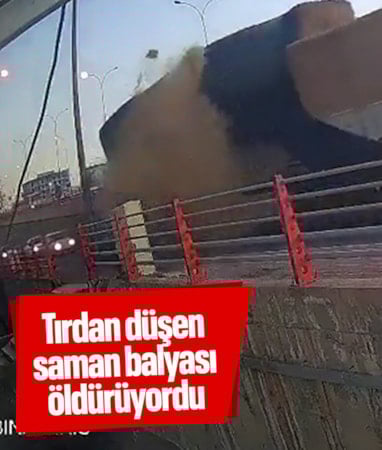 Şanlıurfa'da tırdan düşen saman balyası az daha öldürüyordu