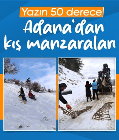 Adana'da kar kalınlığı 1 metreyi buldu: Çocuklar kızaklarla sokaklara çıktı