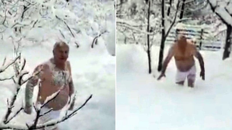 Sinop'ta bir vatandaş yüksekliği 40 santimi bulan karda yüzdü