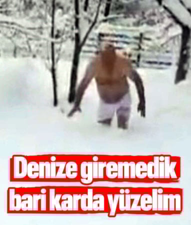 Sinop'ta bir vatandaş yüksekliği 40 santimi bulan karda yüzdü