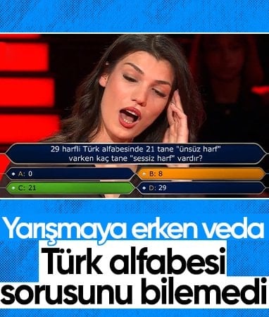 Milyoner'de 'Türk alfabesi' sorusunda elenen yarışmacı