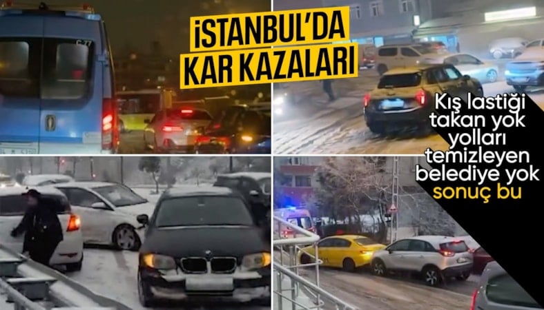İstanbul'da kar kazaları kameralara yansıdı