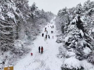Umuttepe karla kaplandı, beyaz örtü havadan görüntülendi