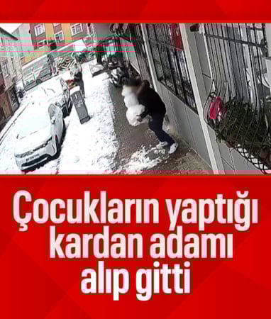 Küçükçekmece’de çocukların kardan adamını alıp götürdü