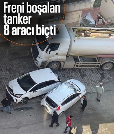 Batman'da akaryakıt tankerinin freni boşaldı: 8 araç kullanılamaz hale geldi