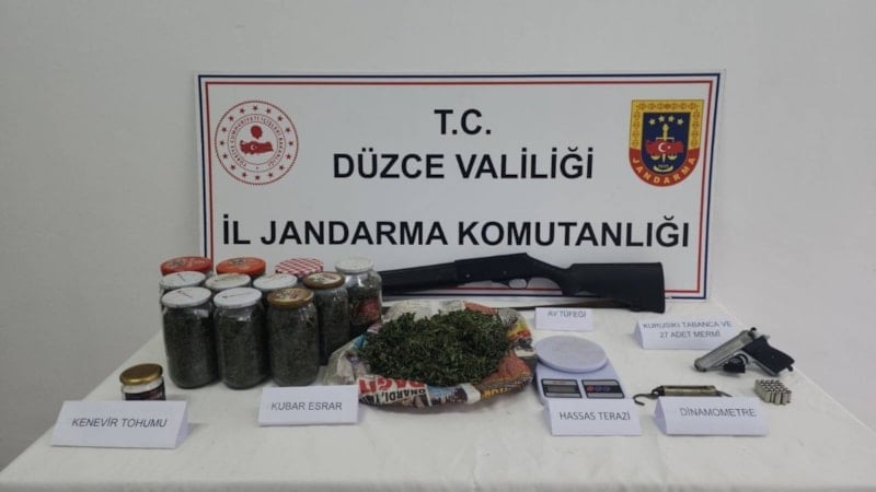 Düzce’de evinin çatısında kenevir bahçesi kurdu