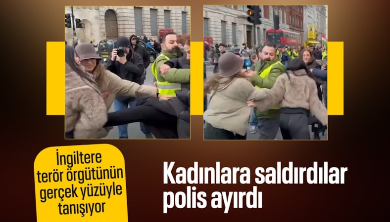 İngiltere'de terör örgütü PKK/YPG destekçileri kadınlara saldırdı