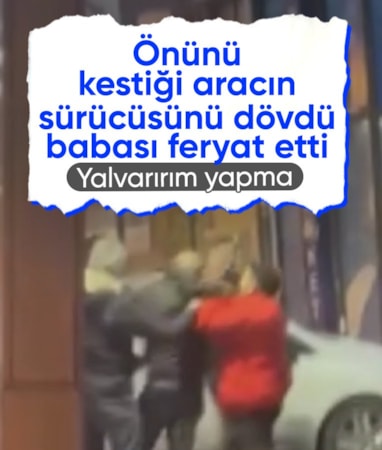 İstanbul'da bir maganda önünü kestiği aracın sürücüsünü darbetti: O anlar kamerada