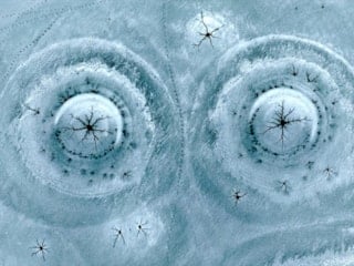 Gümüşören Barajı’nda doğanın sanatı: Göz bebeğini andıran buz desenleri