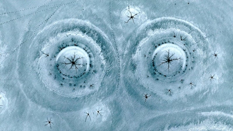 Gümüşören Barajı’nda doğanın sanatı: Göz bebeğini andıran buz desenleri