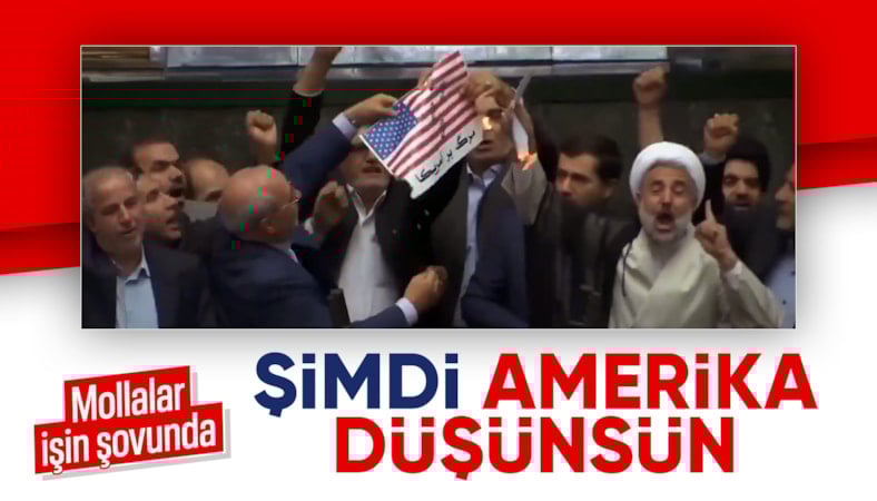 İran'da vekiller parlamentoda ABD bayrağı yaktı