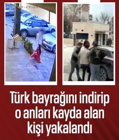 İstanbul'da Türk bayrağını bulunduğu yerden indiren şüpheli yakalandı