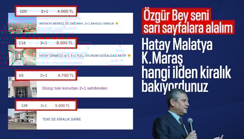 Özgür Özel: Hatay'da 20 bin liradan aşağı oturulacak ev yok