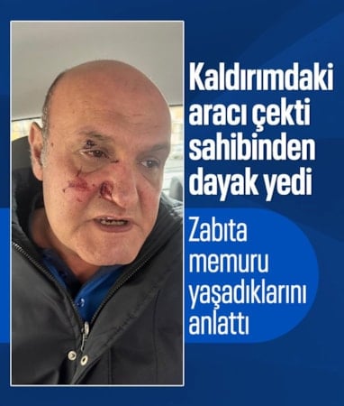 İstanbul'da kaldırıma park edilen aracın fotoğrafını çeken zabıtaya yumruklu saldırı