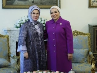 Emine Erdoğan, Mısır Cumhurbaşkanı Sisi'nin eşi Amer ile bir araya geldi