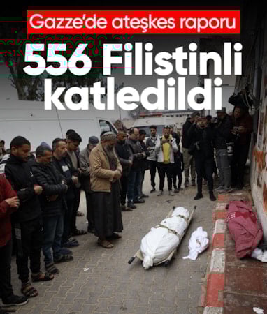 İsrail, Gazze'deki ateşkesi 115 günde 1520 kez ihlal ederek 556 Filistinliyi öldürdü