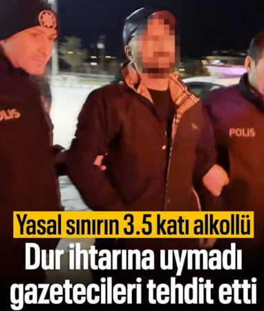 Aksaray'da alkollü sürücü dur ihtarına uymadı, gazetecileri tehdit etti