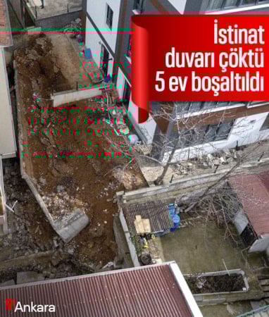 Ankara'da 4 katlı bir apartmanın istinat duvarı çöktü