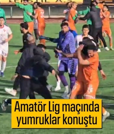 Kilis'te Amatör Lig maçı sonrası futbolcular birbirine girdi