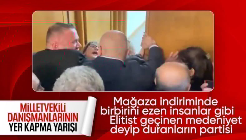 CHP Grup Toplantısı öncesi yer kapma izdihamı