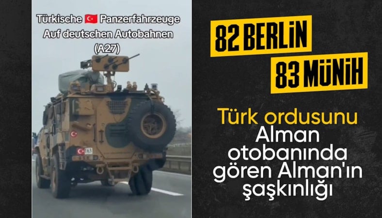 Türk askeri ve zırhlı araçları Almanya otobanında