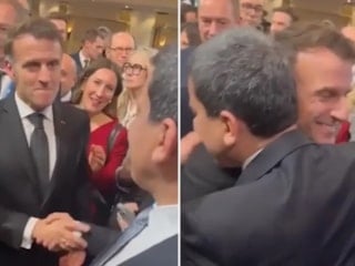 Fransa Cumhurbaşkanı Macron ile YPG elebaşı Mazlum Abdi kucaklaştı