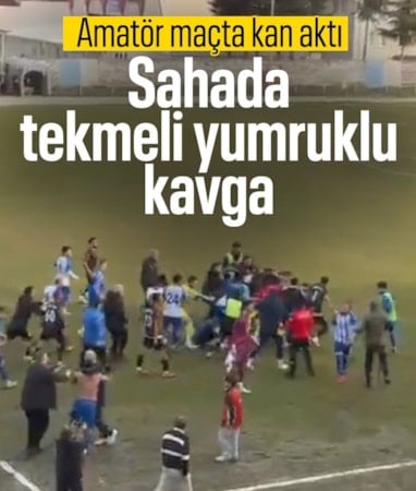 Amasya'da amatör lig maçında saha karıştı: Tekme ve yumruklar havada uçtu