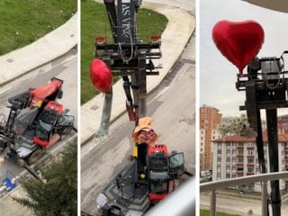 Edirne'de sevgililer gününü unutan adamdan iş makineli jest