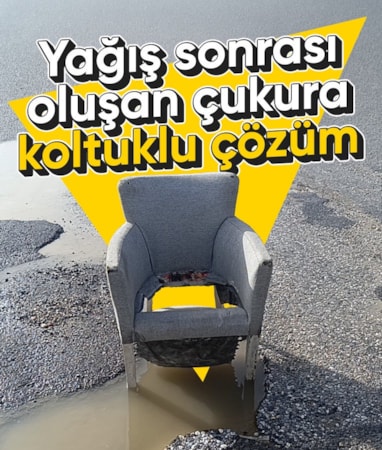Antalya'da yağış sonrası oluşan çukura 'koltuklu' uyarı