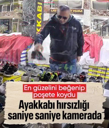 Elazığ'da ayakkabı hırsızlığı kamerada: Önce beğendi sonra poşete koydu