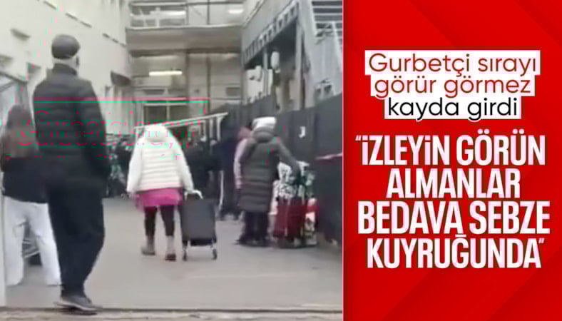 Almanya’da yaşayan gurbetçi, gıda yardımı için sırada bekleyenleri paylaştı
