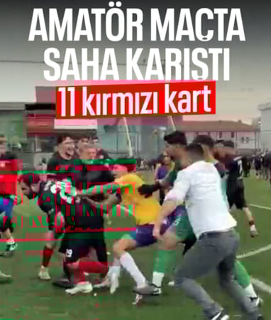 Bartın'da amatör lig maçında saha karıştı: 11 kırmızı kart çıktı