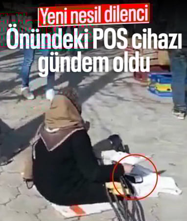 Görenleri hayrete düşüren olay: POS cihazlı dilenci