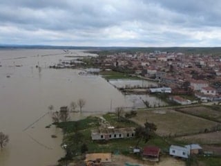 Edirne’de taşkının bıraktığı izler havadan görüntülendi